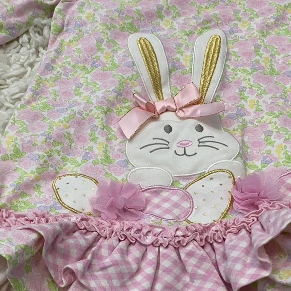 Bonnie Jean girls Sz 3T floral dress featuring a cute bunny ¥ - Picture 8 of 16